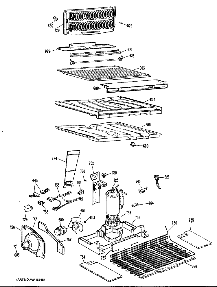 Section Diagram and Parts List for TBX25ZLER  General Electric Refrigerator