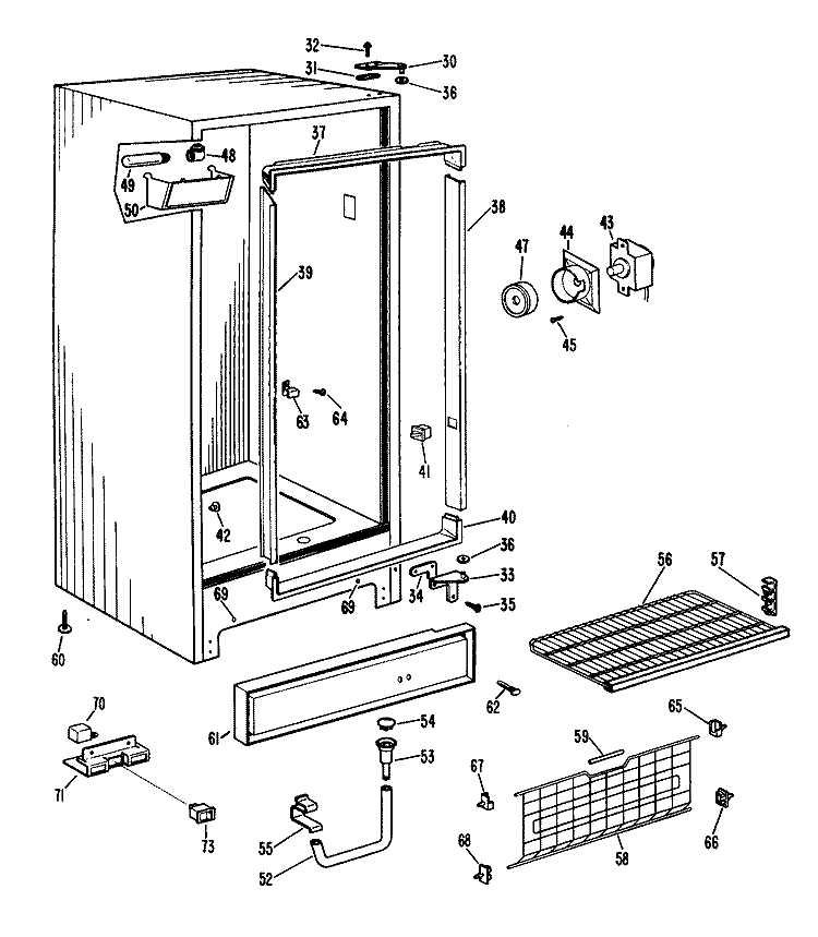 Section Diagram and Parts List for CA19DLD  General Electric Freezer