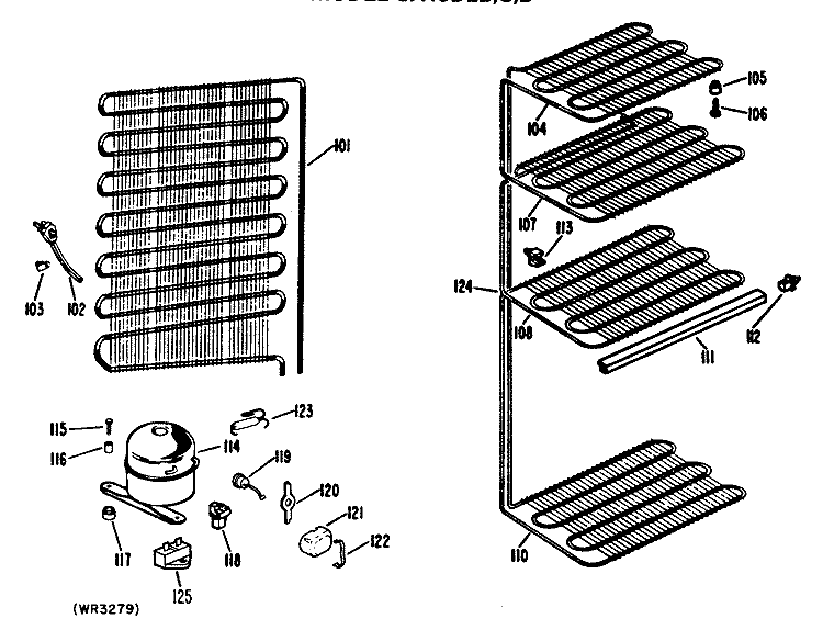 Section Diagram and Parts List for CA19DLD  General Electric Freezer