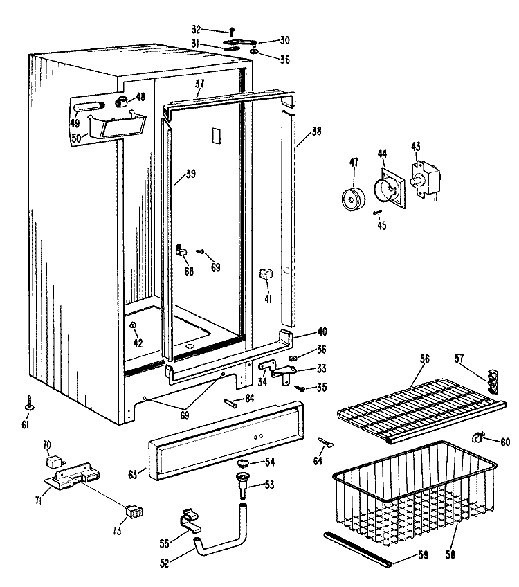 Section Diagram and Parts List for CA21DLB  General Electric Freezer