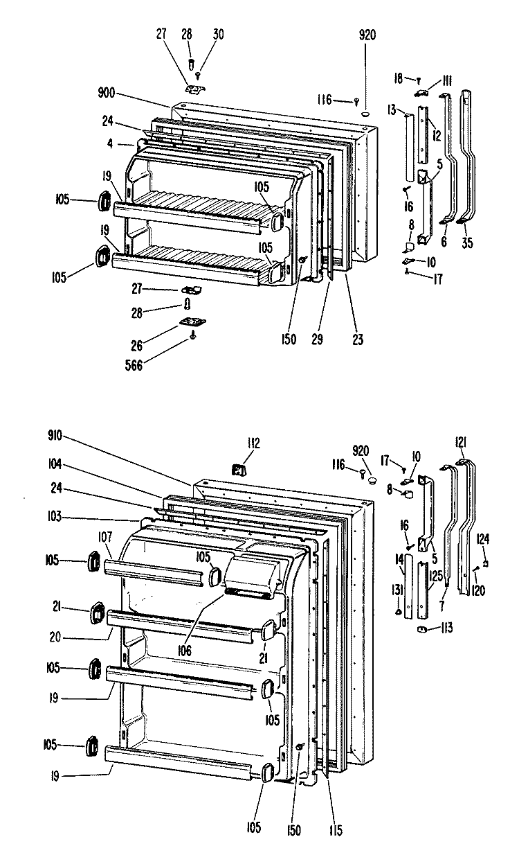 Section Diagram and Parts List for TBF14DKD  General Electric Refrigerator