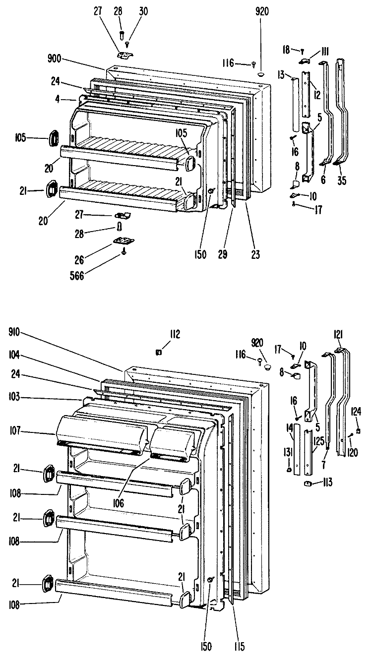 Section Diagram and Parts List for TBF16ZLB  General Electric Refrigerator