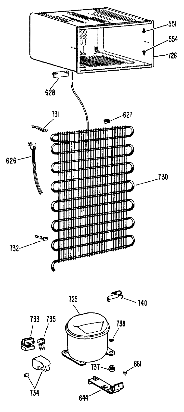 Section Diagram and Parts List for TA11SLBRWH  General Electric Refrigerator