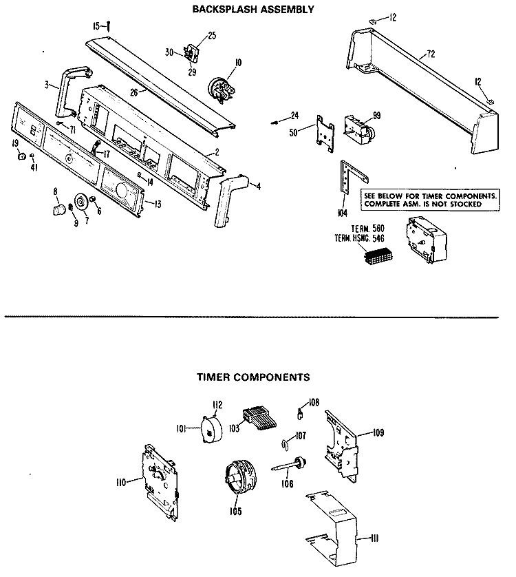BACKSPLASH ASSEMBLY Diagram and Parts List for WWA8354VNL  General Electric Washer