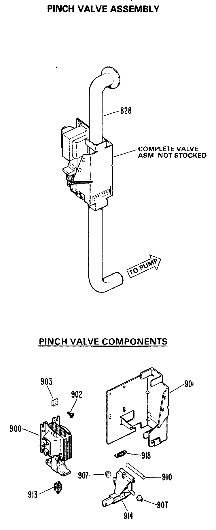 PINCH VALVE ASSEMBLY Diagram and Parts List for WWA8354VNL  General Electric Washer