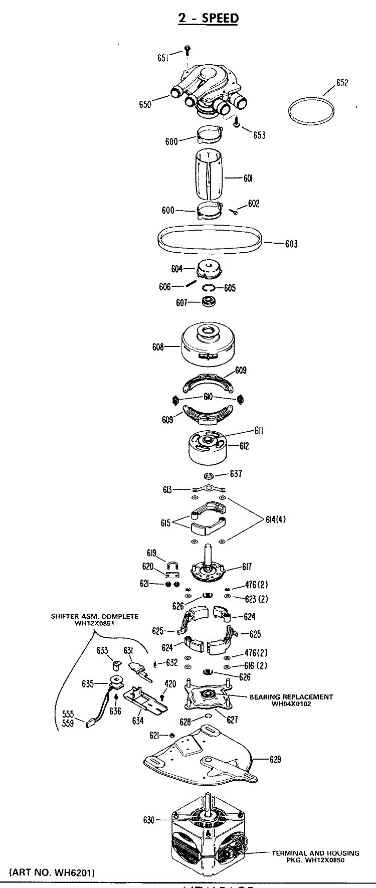 2 - SPEED Diagram and Parts List for WWA8320GBL  General Electric Washer