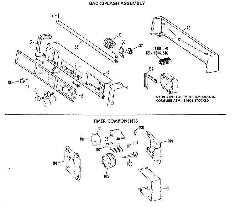 BACKSPLASH ASSEMBLY Diagram and Parts List for WWA8307LBL  General Electric Washer