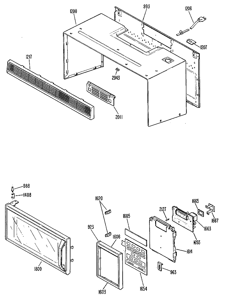 Section Diagram and Parts List for JVM150H01  General Electric Microwave