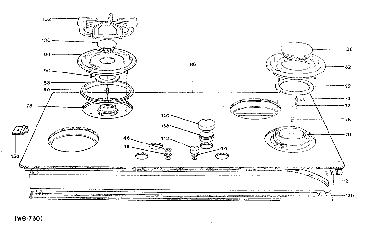 BLOWER Diagram and Parts List for JGP641EM1WG  General Electric Cooktop