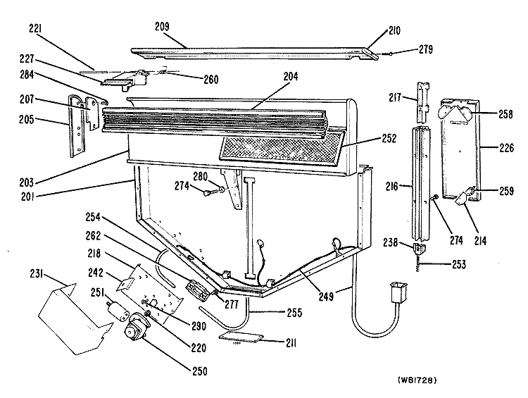 Section Diagram and Parts List for JGP641EM1WG  General Electric Cooktop