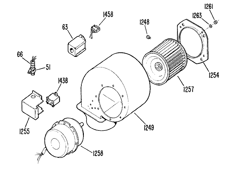 BLOWER Diagram and Parts List for JGP641EM1WG  General Electric Cooktop