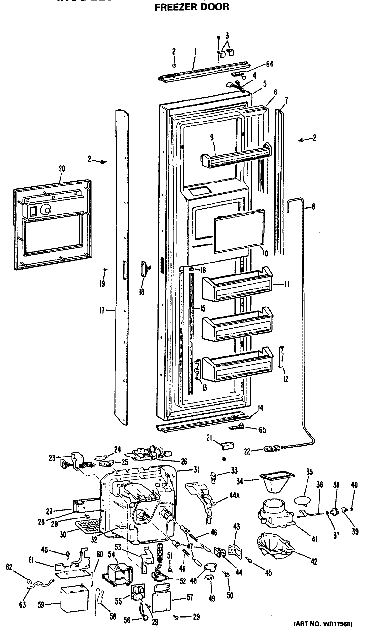FREEZER DOOR Diagram and Parts List for ZISB42EMC  General Electric Refrigerator
