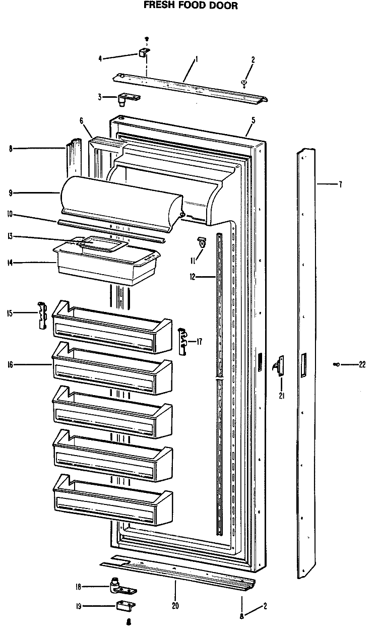 FRESH FOOD DOOR Diagram and Parts List for ZISB42EMC  General Electric Refrigerator