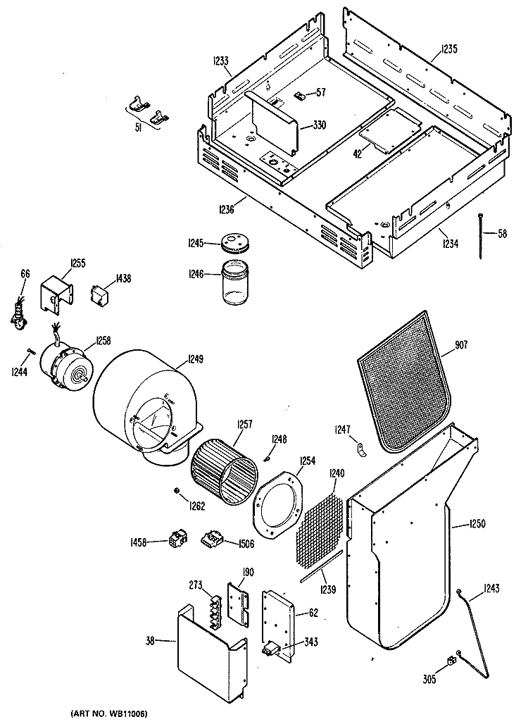 Section Diagram and Parts List for JP372B9N1  General Electric Cooktop