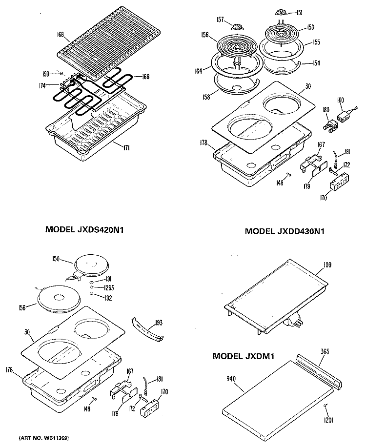 ACCESSORY MODULES Diagram and Parts List for JP362B9N1  General Electric Cooktop