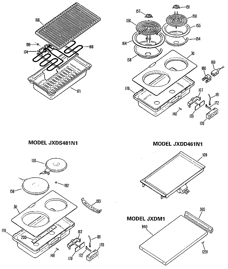 ACCESSORY MODULES Diagram and Parts List for JP373B1N1  General Electric Cooktop