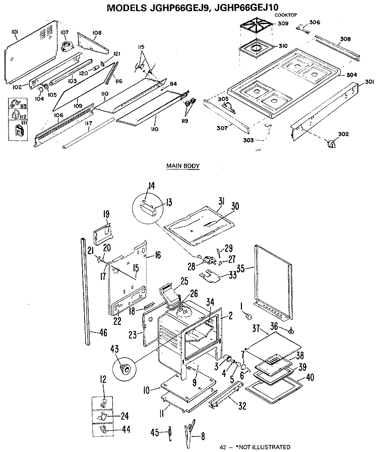 COOKTOP Diagram and Parts List for JGHP66GEJ10  General Electric Range