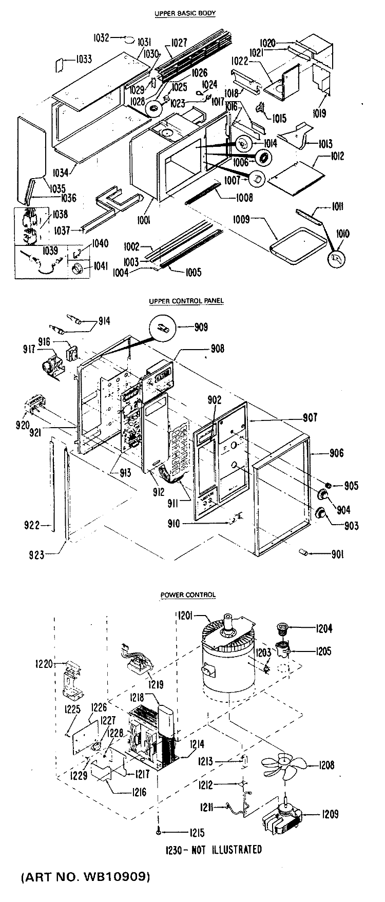 UPPER BASIC BODY Diagram and Parts List for JGHP66GEJ10  General Electric Range
