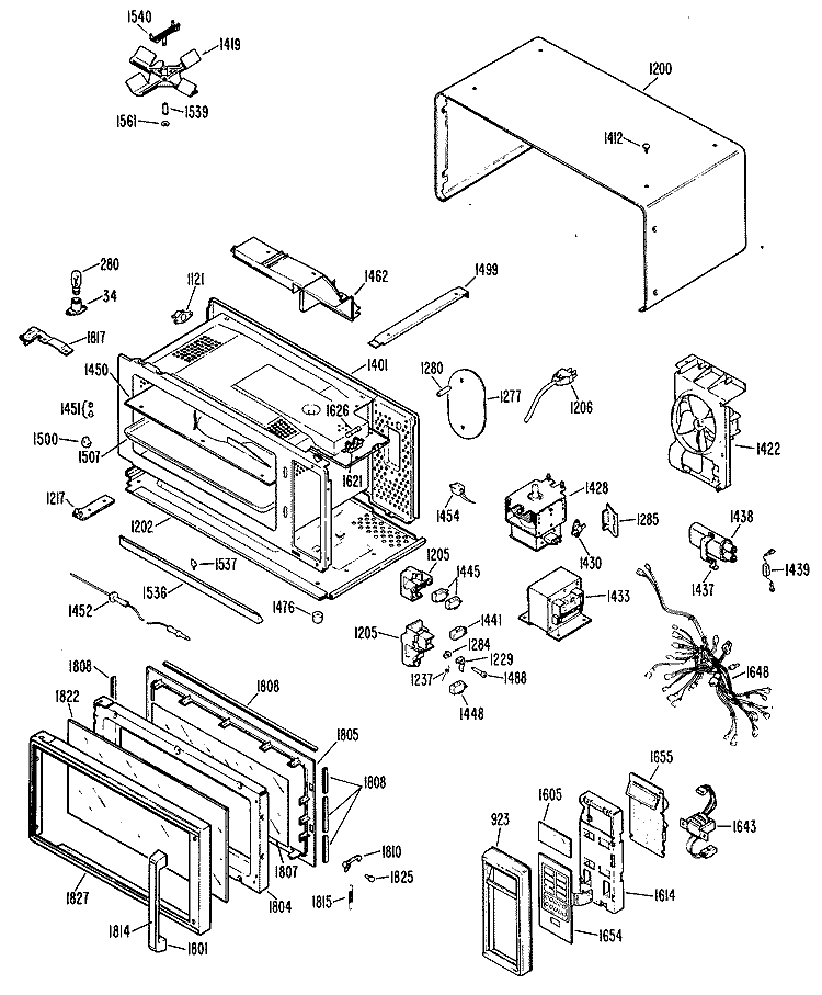 Section Diagram and Parts List for JEM26WH01  General Electric Microwave