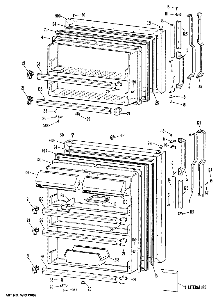 Section Diagram and Parts List for TBX24TLRRAD  General Electric Refrigerator