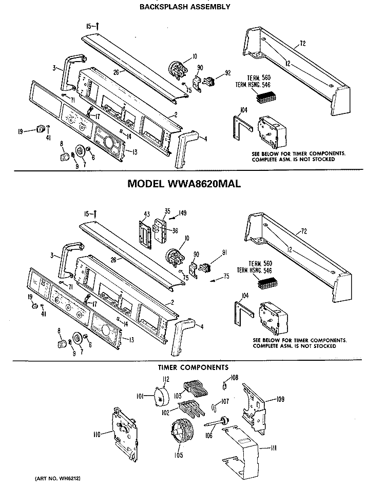 BACKSPLASH ASSEMBLY Diagram and Parts List for WWA8689MAL  General Electric Washer