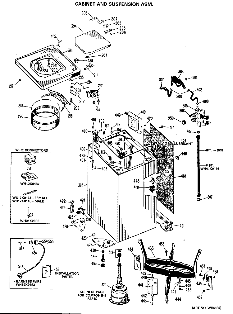 CABINET AND SUSPENSION ASM. Diagram and Parts List for WWA8689MAL  General Electric Washer
