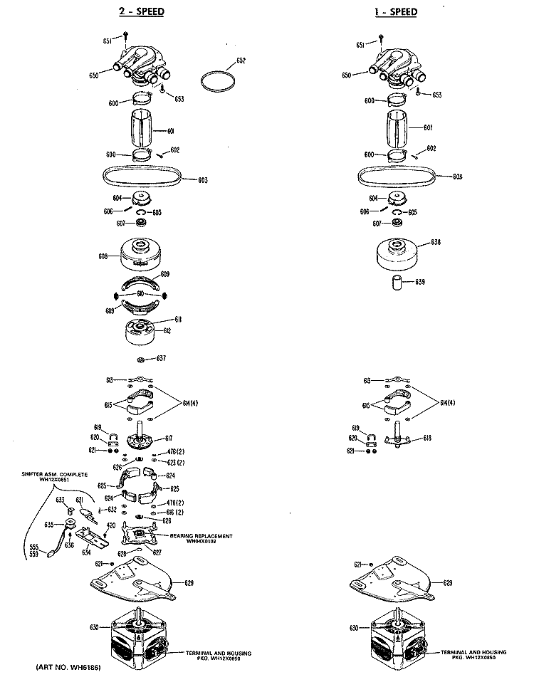 2 - SPEED Diagram and Parts List for WWA7619MAL  General Electric Washer