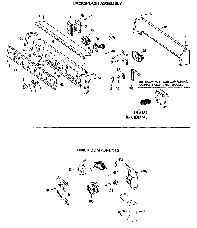 BACKSPLASH ASSEMBLY Diagram and Parts List for WWA9890MAL  General Electric Washer