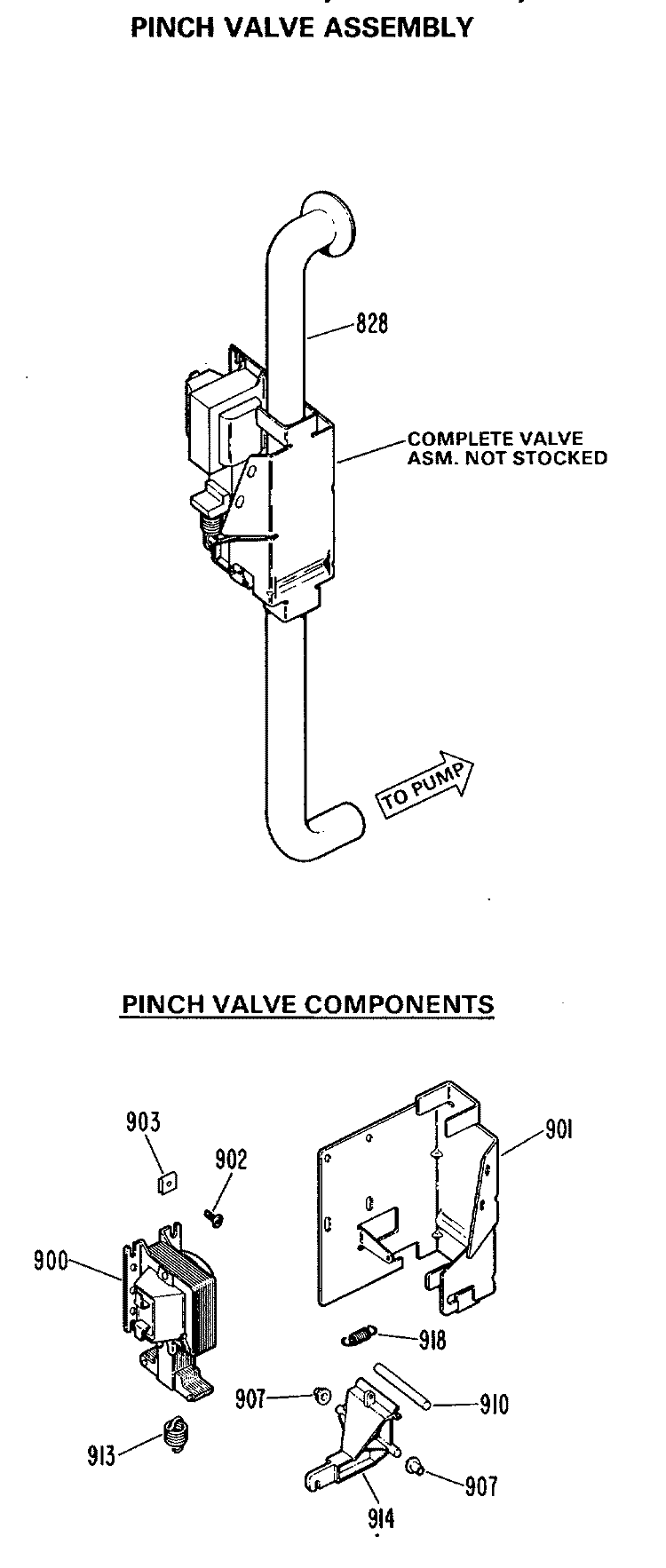 PINCH VALVE ASSEMBLY Diagram and Parts List for WWA9890MAL  General Electric Washer