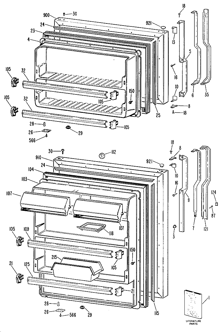 Section Diagram and Parts List for TBX18APBLAD  General Electric Refrigerator