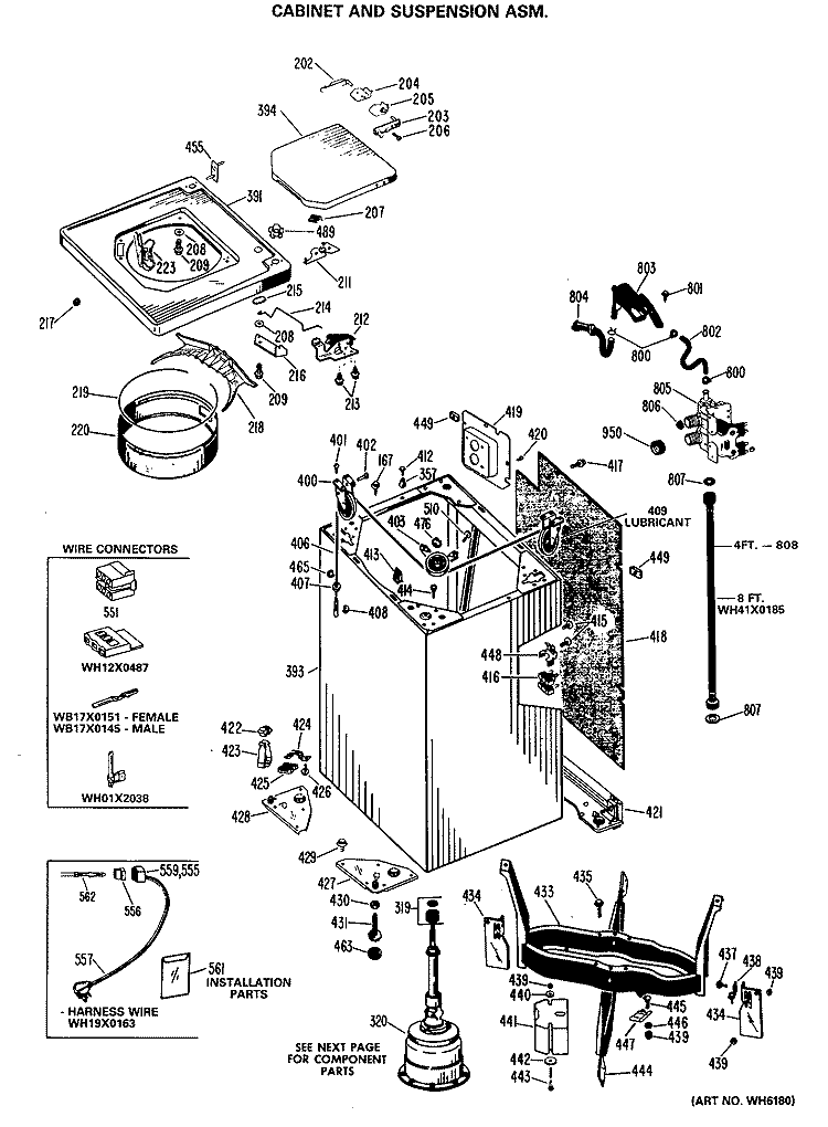 CABINET AND SUSPENSION ASM. Diagram and Parts List for WWA8806MAL  General Electric Washer