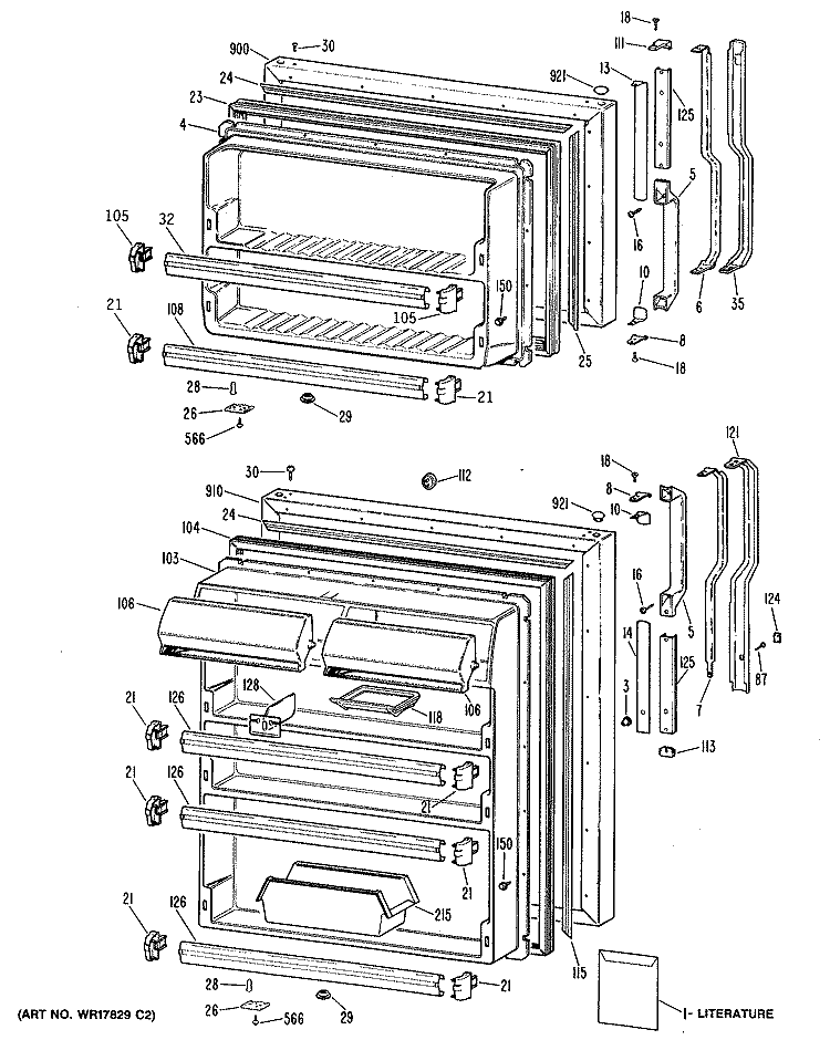 Section Diagram and Parts List for TBX24TPKRAD  General Electric Refrigerator