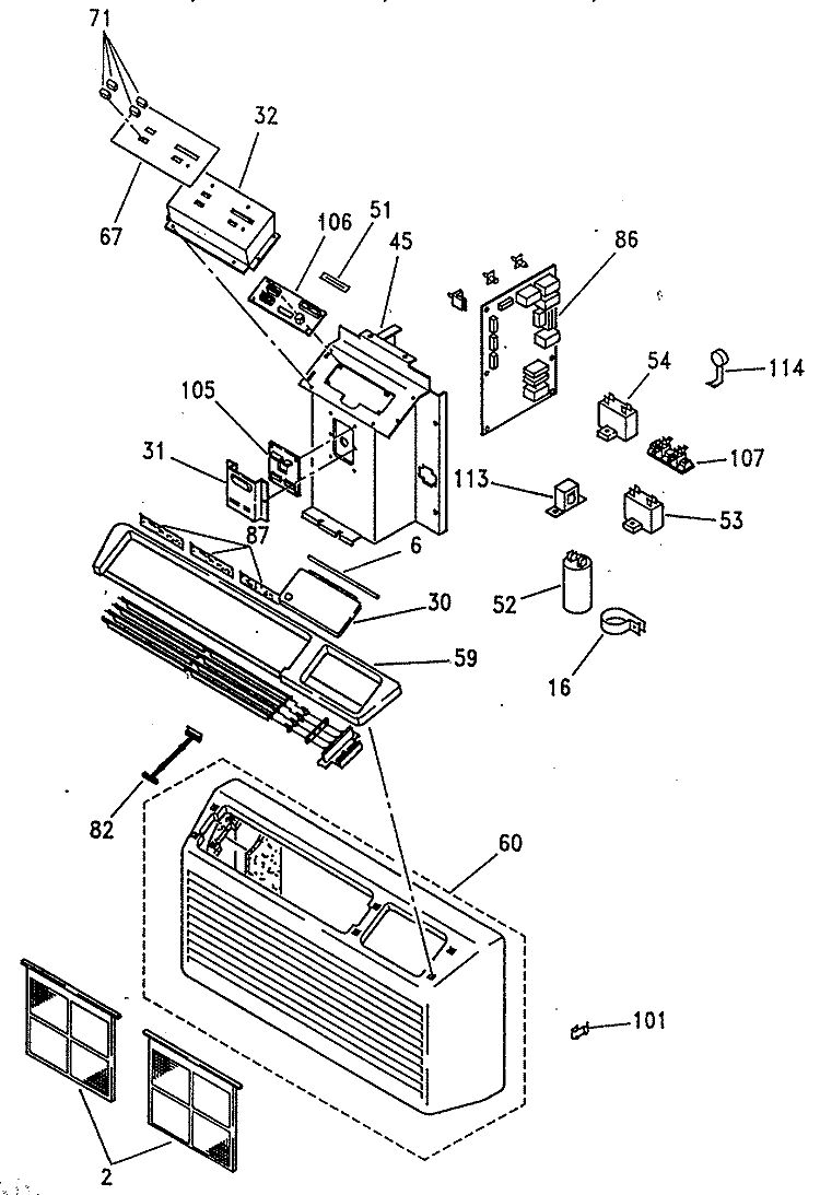 Section Diagram and Parts List for AZ51H12EADV1  General Electric Air Conditioner