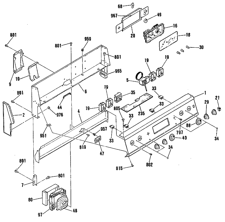 Section Diagram and Parts List for JB576GR2WH  General Electric Range