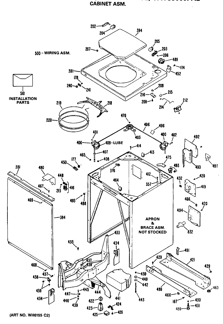 CABINET ASM. Diagram and Parts List for WWC8000PAL  General Electric Washer