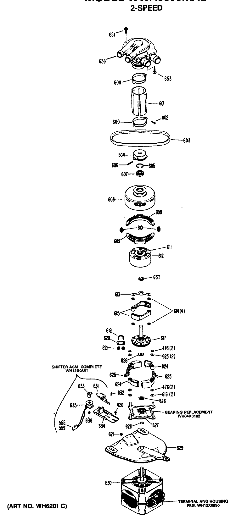 2 - SPEED Diagram and Parts List for WWA8608MXL  General Electric Washer