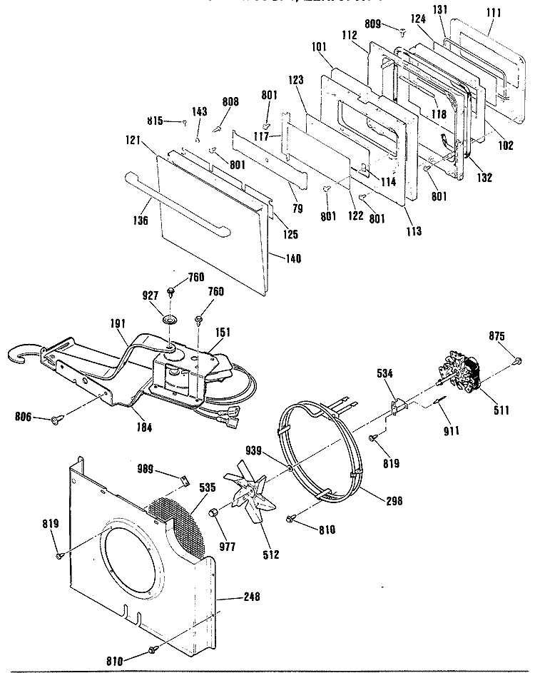 Section Diagram and Parts List for ZEK757WP1WG  General Electric Wall Oven