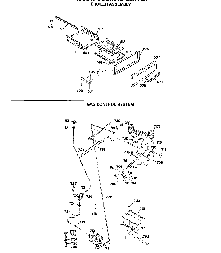 HI / LOW COOKING CENTER Diagram and Parts List for JGHC56GEJC  General Electric Range