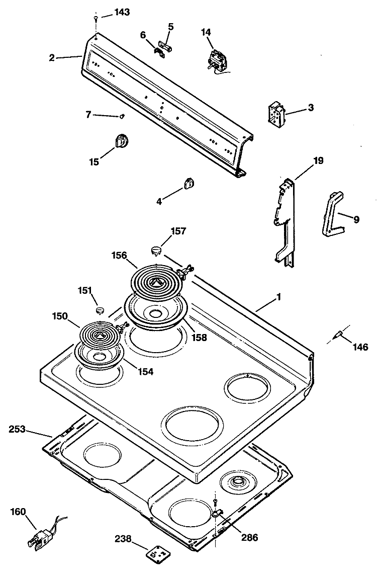 Section Diagram and Parts List for JBS02*R2  General Electric Range