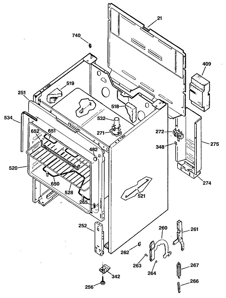 Section Diagram and Parts List for JBS02*R2  General Electric Range