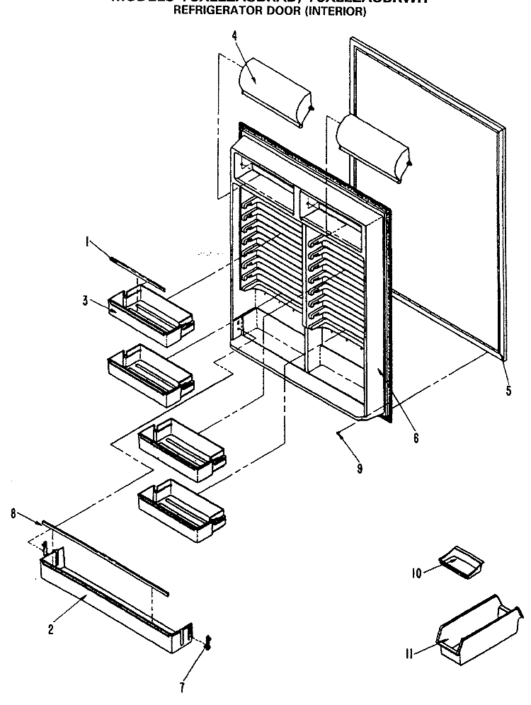 REFRIGERATOR DOOR (INTERIOR) Diagram and Parts List for TCX22ZASBR  General Electric Refrigerator