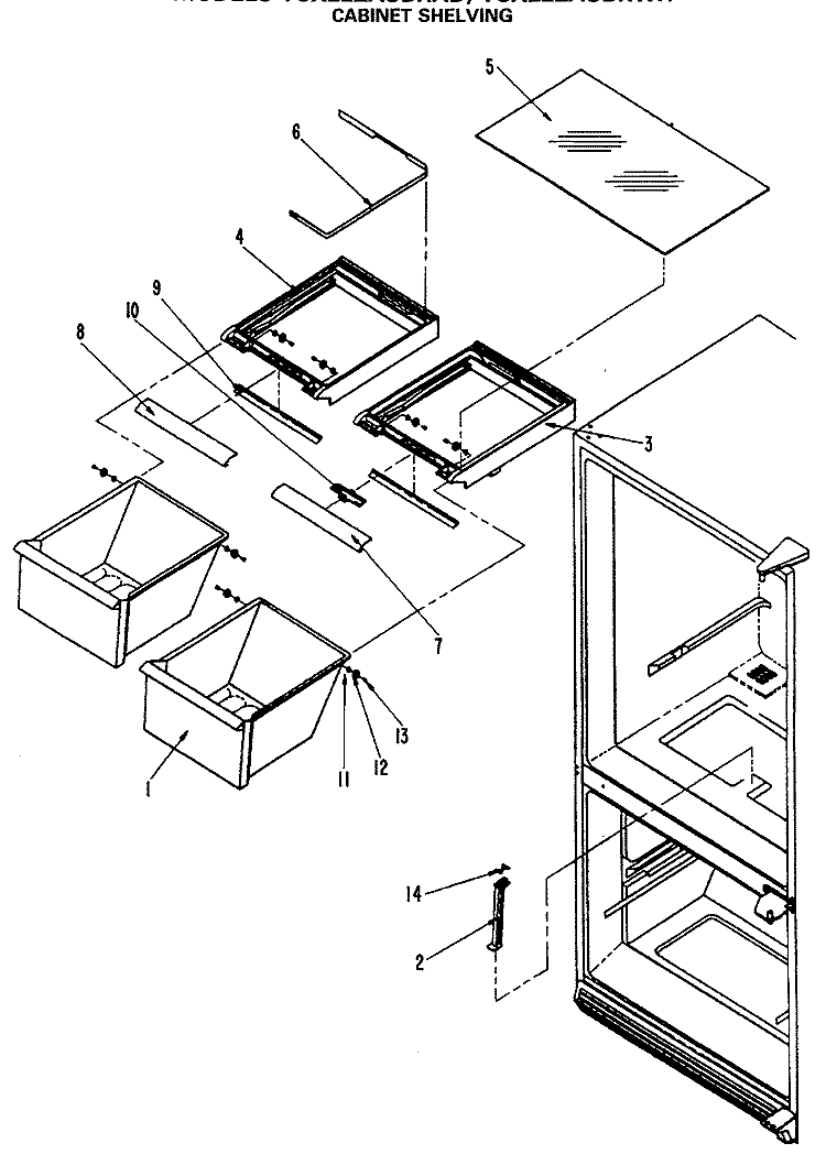 CABINET SHELVING Diagram and Parts List for TCX22ZASBR  General Electric Refrigerator