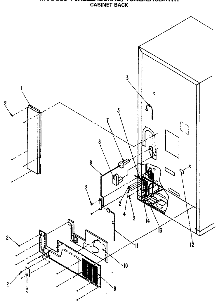 CABINET BACK Diagram and Parts List for TCX22ZASBR  General Electric Refrigerator