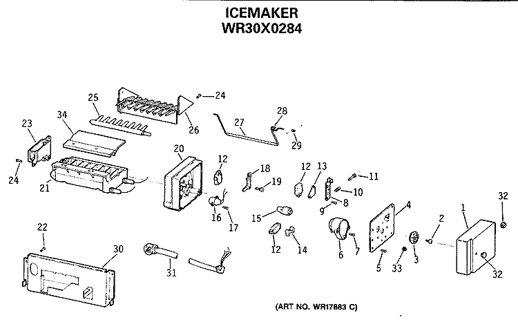 ICEMAKER Diagram and Parts List for TBX22PCSNRWW  General Electric Refrigerator