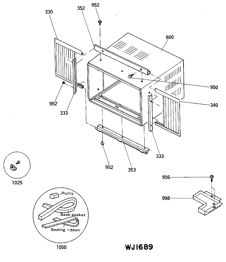 Section Diagram and Parts List for AMV12AAM2  General Electric Air Conditioner