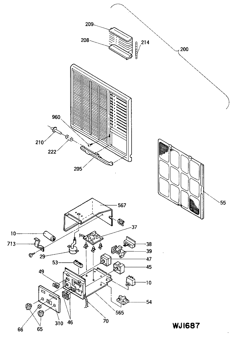 Section Diagram and Parts List for AMD10AAM2  General Electric Air Conditioner