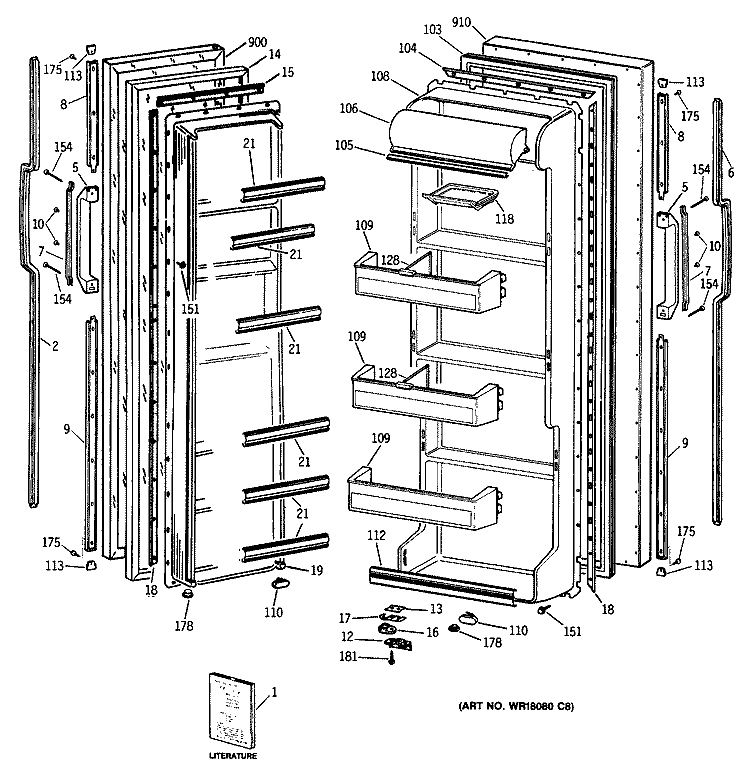 Section Diagram and Parts List for TFK20JATCAD  General Electric Refrigerator