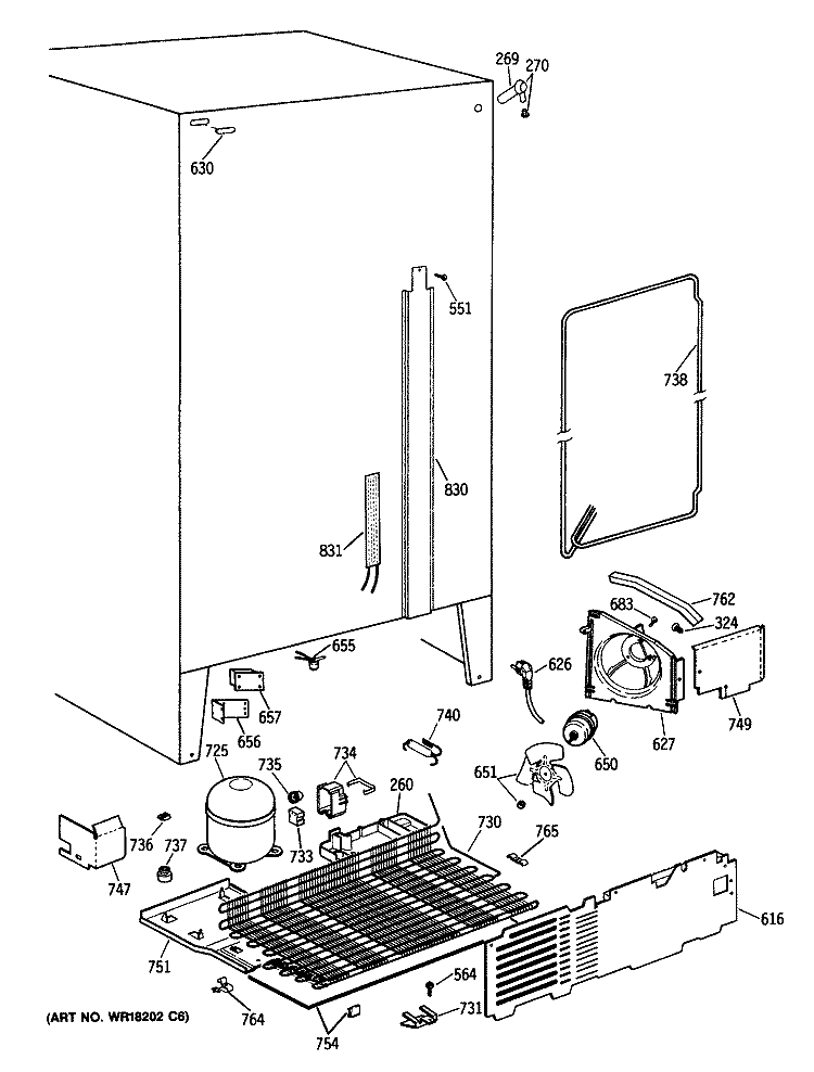 Section Diagram and Parts List for TFK20JATCAD  General Electric Refrigerator