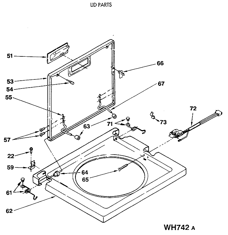 LID PARTS Diagram and Parts List for WSM2420SEZWW  General Electric Washer Dryer Combo
