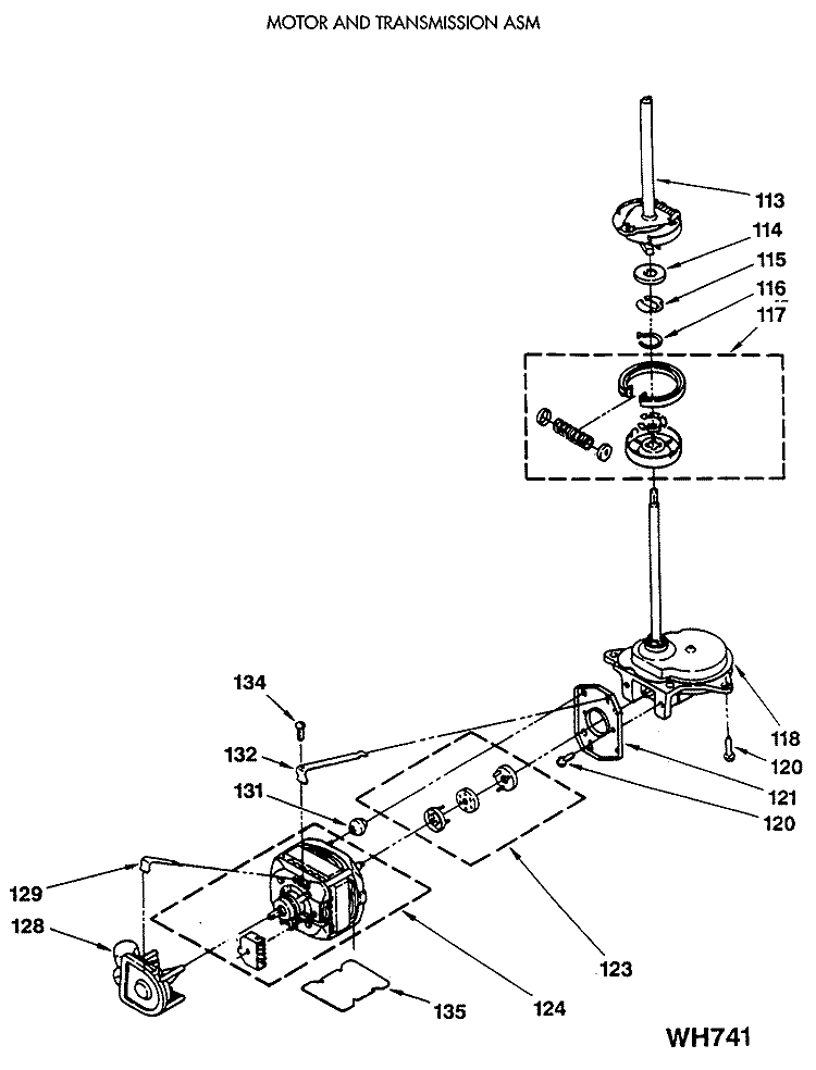 MOTOR AND TRANSMISSION ASM Diagram and Parts List for WSM2420SEZWW  General Electric Washer Dryer Combo